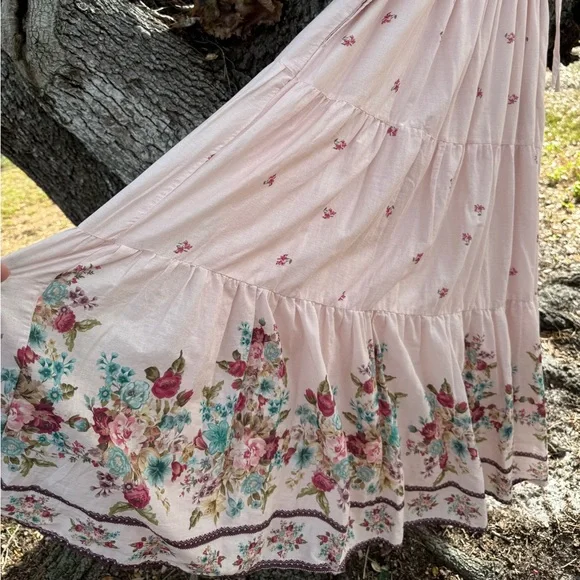 By Anthropologie-Pink Somerset puff sleeve maxi dress with floral print.Large - Picture 8 of 12